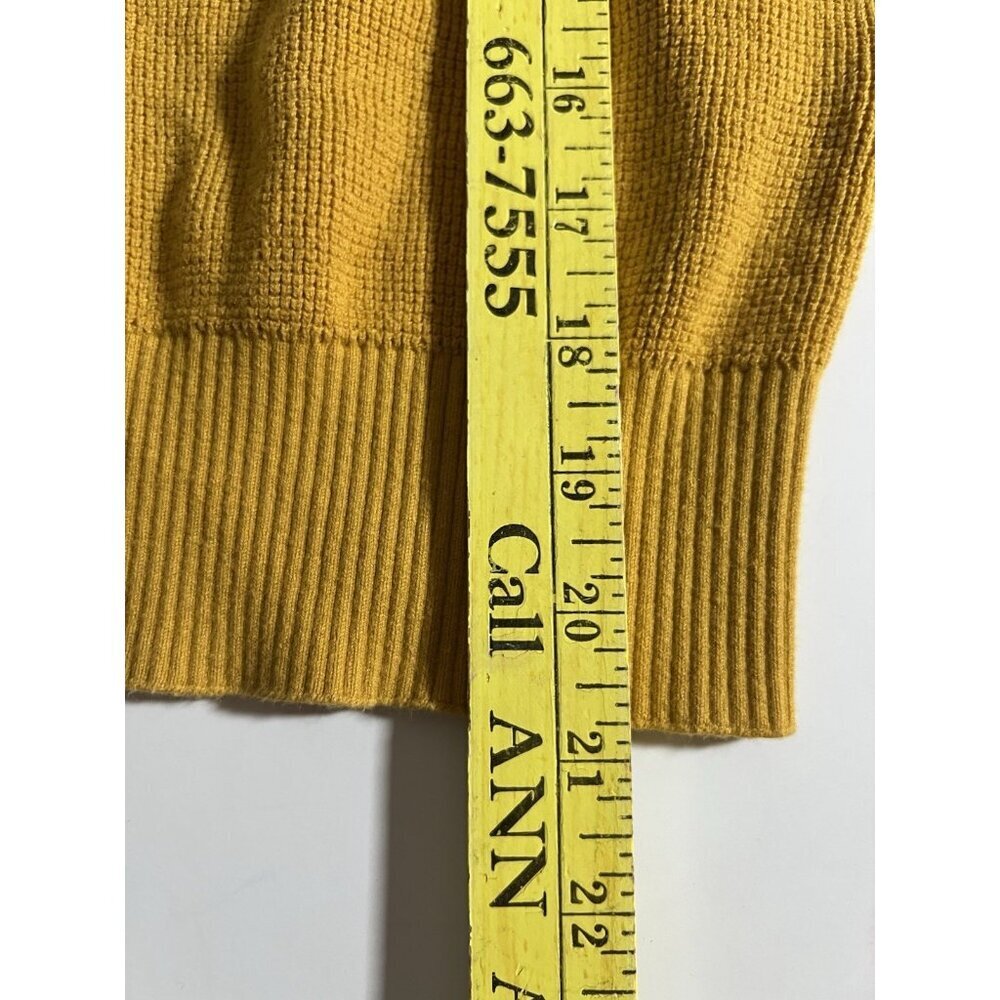 FRAME marigold yellow crewneck classic waffle knit sweater XS preppy designer - Picture 8 of 9